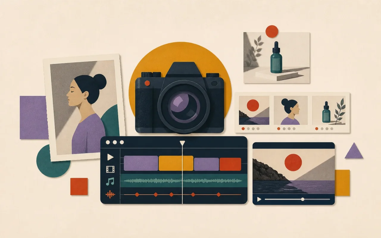 Illustration papier réunissant photographie, montage vidéo et motion design