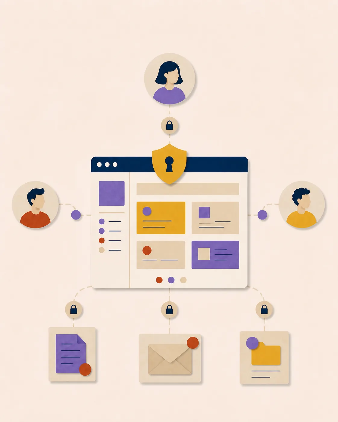 Espace membre sécurisé reliant plusieurs utilisateurs et documents